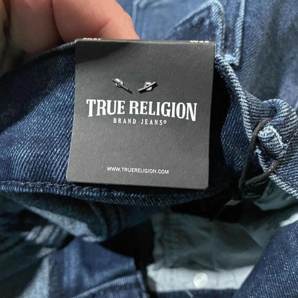True Religion Ricky Shorts Denim Relaxed Straight Fit Flap Pockets Size 33‎ New